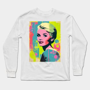 Vintage woman in pop-art style portait Long Sleeve T-Shirt